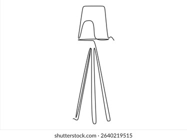 Minimalist Floor Lamp Line Drawing. Continuous Line. line icon-continuous line drawing. Editable stroke.
