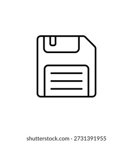 Minimalist Floppy Disk Outline Icon Representing Digital Data Save and Storage