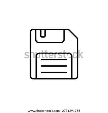 Minimalist Floppy Disk Outline Icon Representing Digital Data Save and Storage
