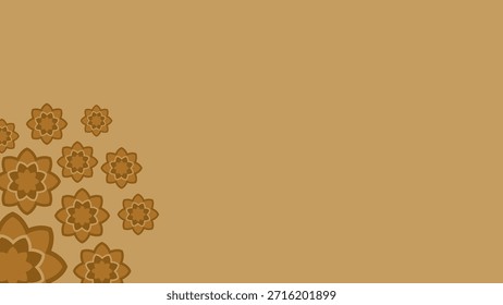 Composición floral minimalista con espacio negativo: un fondo Abstractas con flores de ocho pétalos marrones y bronceados agrupadas en la esquina para papelería y Diseño web elegantes