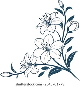 Minimalist Floral Corner Illustration - White Background