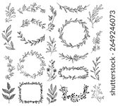 Minimalist Floral and Leafy Vector Borders – Hand-drawn Botanical Frames Pack