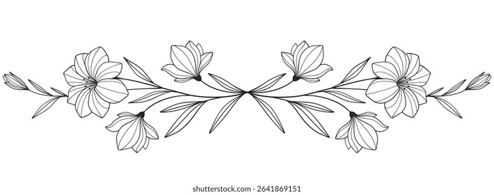 Minimalist Floral Line Art, Hand Drawn Single Flower Illustration