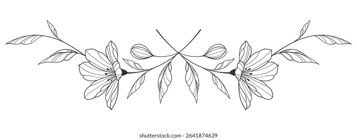 Minimalist Floral Line Art, Hand Drawn Single Flower Illustration