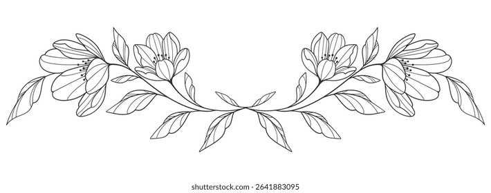 Minimalist Floral Line Art, Hand Drawn Flower Illustration