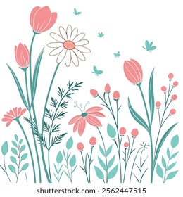 Minimalist Floral Line Art Illustration, Abstract Flower Line Art Minimalist Design