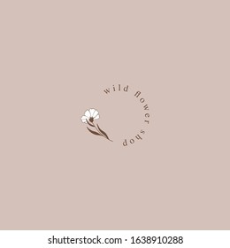 Minimalist floral logo template. For logo, badges, labels and branding business identity. for spa and beauty salon, boutique, organic shop, wedding , floral designer, photography, cosmetic. Vector