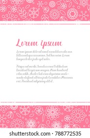 Minimalist floral love letter template with simple flowers made from basic shapes on the background