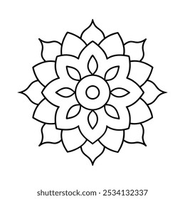Minimalist Floral Mandala Outline vector