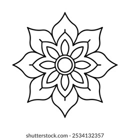 Vector de contorno de mandala floral minimalista