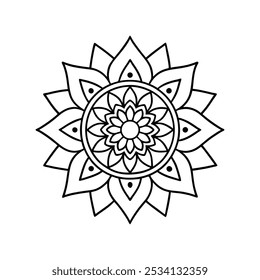 Minimalist Floral Mandala Outline vector