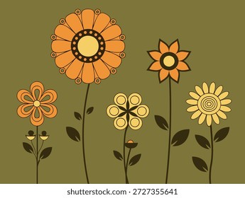 Fondo geométrico de flores de patrón floral minimalista