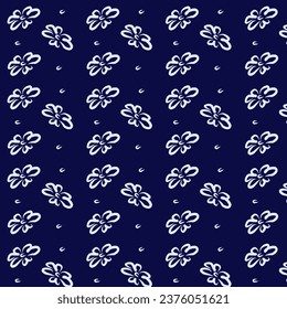 minimalist floral pattern on blue background