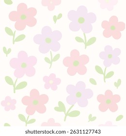 Minimalist floral pattern in soft pastel tones, perfect for spring-themed designs and gentle, elegant backdrops.