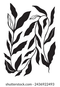 Minimalist Floral Posters. Modern Trendy Matisse Minimal Style. Contemporary Poster Set. Organic Shapes, Hand Drawn Wall Decor Design. Flloral plants.