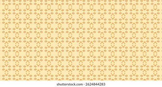 Minimalist Floral and Symbol Repeat Pattern - Orange Accents