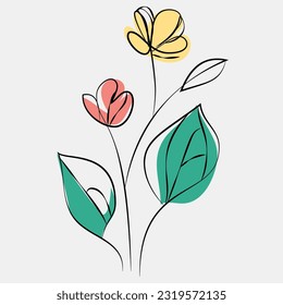 Minimalist Floral Vector Art Illustrations for Occasions template vintage fashion hand drawn decor.