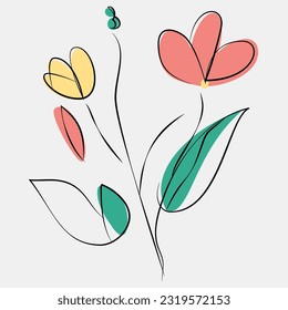 Minimalist Floral Vector Art Illustrations for Occasions template vintage fashion hand drawn decor.