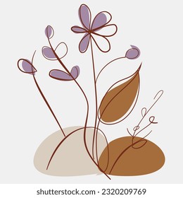 Minimalist Floral Vector Art Illustrations for Occasions template vintage fashion hand drawn decor.
