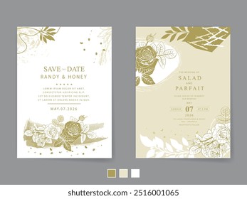 minimalist floral wedding invitation card template