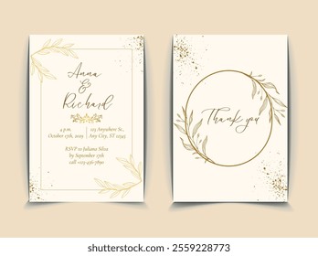Minimalist floral wedding invitation card with beautiful flower