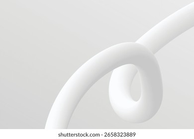 Minimalist flow 3D curved background. Pipe-like background white soft white gradient can be use for presentation background and digital wallpaper