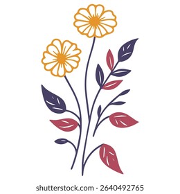 minimalist flower art with botanical shapes and outlines.single line drawing for textile usage.modern sketch for cushion and wedding prints

