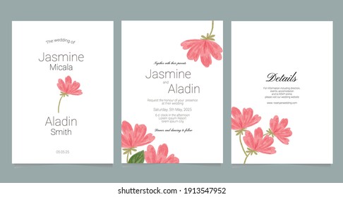 Minimalist Flower Card Collection For Wedding, Birthday, Engagement