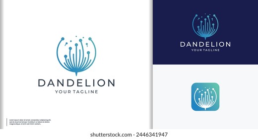 diseño minimalista del logotipo del diente de león de flores.