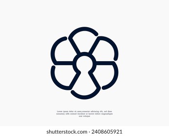 minimalist flower keyhole logo design template