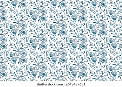 minimalist flower line drawing arranged in seamless repeat for wrapping textile fashion fabric and elegant pillow cover compositions

