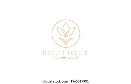 minimalist flower lines for beautiful boutique logo vector symbol icon design graphic illustration