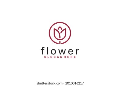 Minimalist Flower Logo, Beauty Logo. Vector Design.