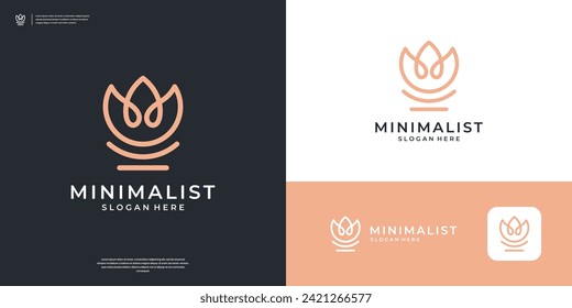 Minimalist flower logo with yoga symbol vector illustration