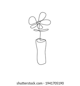 Minimalist Flower one line drawing. Simple line drawing. Continuous line drawing illustration for wall art printable decoration. Vector EPS10