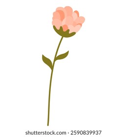 Minimalist Flower with Stem and Leaves