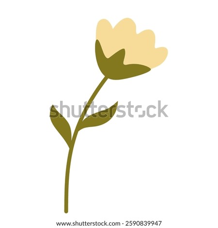 Minimalist Flower with Stem and Leaves