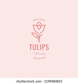 minimalist flower tulip lines art logo design