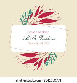 Minimalist flower wedding invitation template