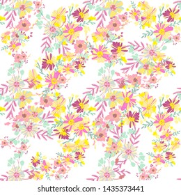 Minimalist flowers design. Seamless leaf pattern. Vector ditsy print illustration.