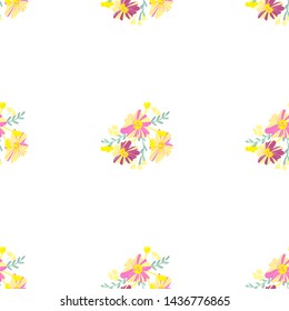 Minimalist flowers design. Seamless leaf pattern. Vector ditsy print illustration.