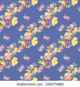 Minimalist flowers design. Seamless leaf pattern. Vector ditsy print illustration.