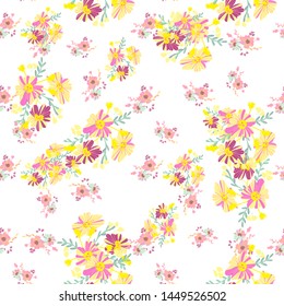 Minimalist flowers design. Seamless leaf pattern. Vector ditsy print illustration.