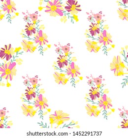 Minimalist flowers design. Seamless leaf pattern. Vector ditsy print illustration.