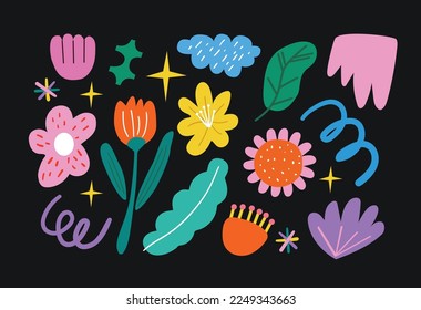 Minimalist flowery background , organic shape, abstract ornament, hand drawing nature flower object. 