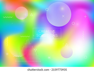 Minimalist Fluid. Retro Multicolor Composition. Neon Shape. Violet Soft Presentation. Simple Dots. Tech Layout. Rainbow Background. Vibrant Flyer. Blue Minimalist Fluid