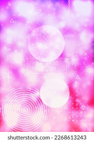 Minimalist Fluid. Round Layout. Minimal Pattern. Magic Luminous Magazine. Memphis Flyer. Motion Dots. Rainbow Design. Purple Light Background. Blue Minimalist Fluid