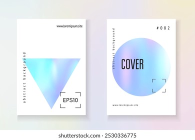 Fluido minimalista. Presentación del Espectro. Diseño digital. Cubierta mínima rosa. Pantalla de cristal. Forma de color. Folleto de perlas aisladas. Fluido minimalista azul