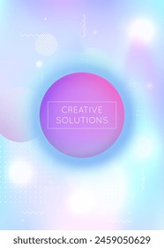 Minimalist Fluid. Vibrant Dots. Rainbow Texture. Blue Soft Presentation. Hipster Design. Shiny Multicolor Magazine. Trendy Flyer. Magic Banner. Purple Minimalist Fluid