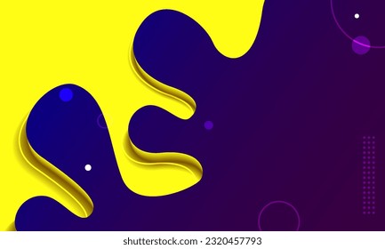 Minimalist fluid yellow background. Abstract 3d style design template. Vector illustration